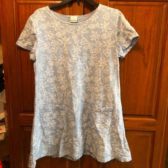 "On White" brand light blue  beach themed dress size Small - Picture 1 of 3